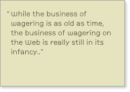 Quote from report: 'While the business of wagering is as old as time, the business of wagering on the Web is really still in its infancy.'
