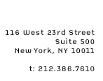 116 West 23rd Street - Suite 500, New York, NY 10011 - t: 212.386.7610